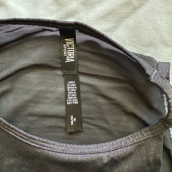 Victoria Sport Spandex Metallic and Mesh Thong Bodysuit Size Medium - Picture 3 of 4
